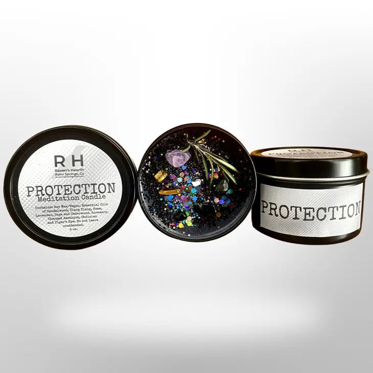 Protection Candle with crystals & Essential Oils, in Tin FB3307