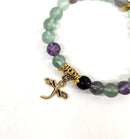 Rainbow Fluorite with Dragonfly or Hamsa Charm Power / Prayer Bracelet  FB3435 💛