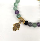 Rainbow Fluorite with Dragonfly or Hamsa Charm Power / Prayer Bracelet  FB3435 💛