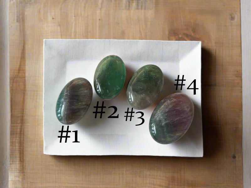 Rainbow Fluorite Oval Palm Stones for relationships, stress and creating order FB2864 🌸