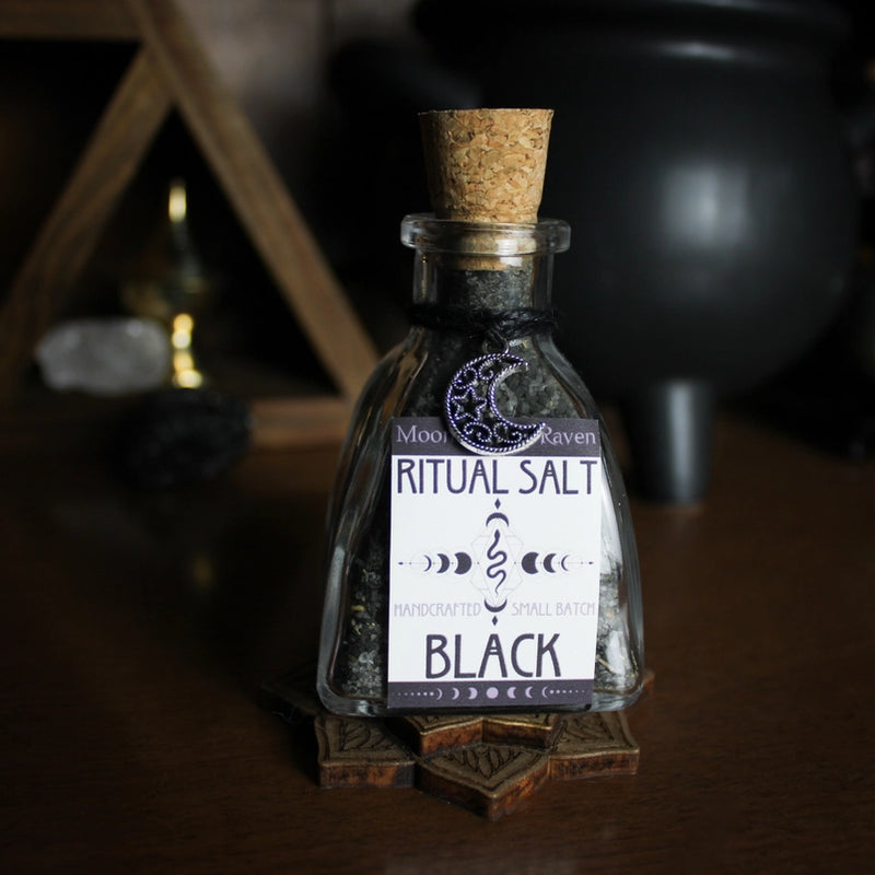 Protection Salt, Black Ritual Salt with Pure Essential Oils FB3299 🐦‍⬛
