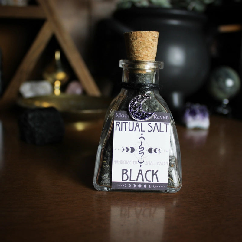 Protection Salt, Black Ritual Salt with Pure Essential Oils FB3299 🐦‍⬛