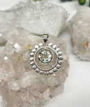 Sterling Silver Round Stone in Floating Frame Pendant, Boxed FB3457 π