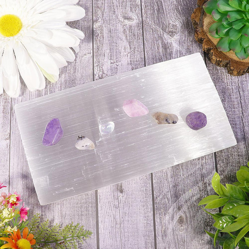 Selenite Flat Rectangular Display / Charging Plate / Bases, AA Quality from Morocco FB2220