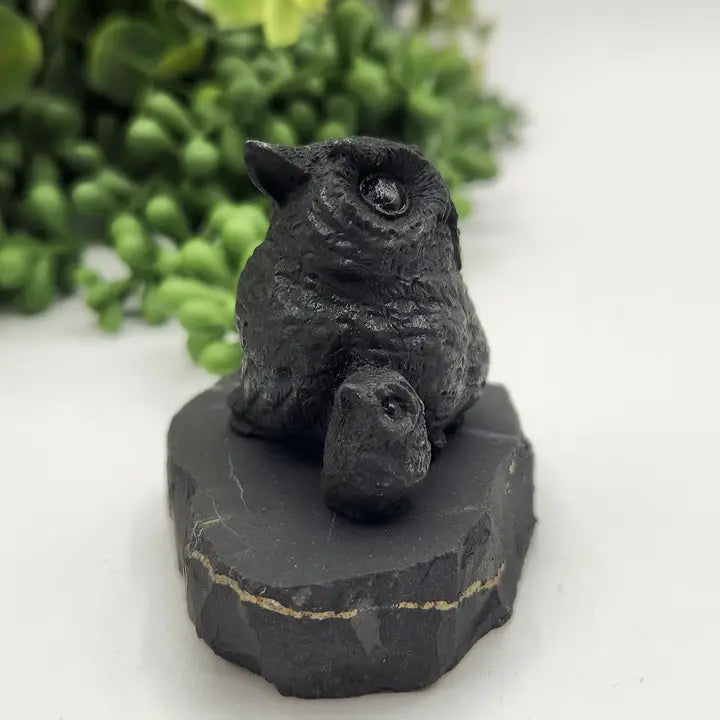Shungite Owl & Owlet on Base, grounding FB1346 🦉