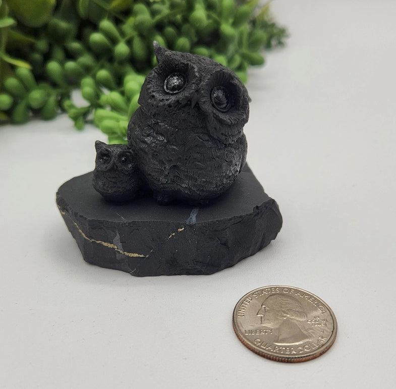 Shungite Owl & Owlet on Base, grounding FB1346 🦉