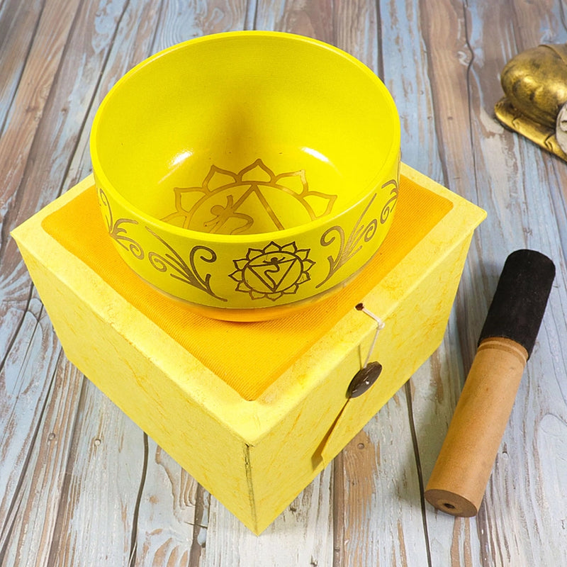 Chakra Singing Bowl, embossed with Symbols, Gift Set, Medium or Large Size FB3354