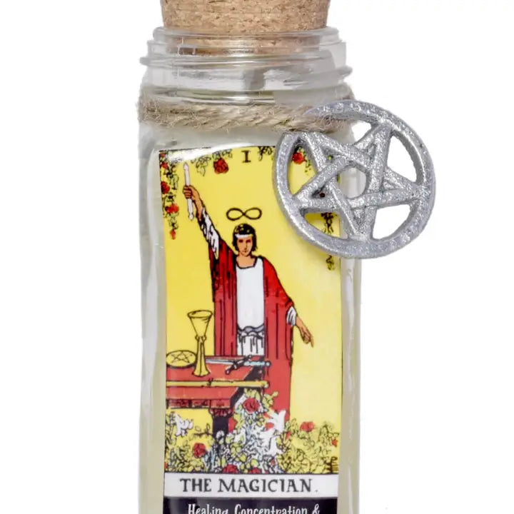 Tarot Candles with essential oils and crystals in a Corked Glass Jar FB3438
