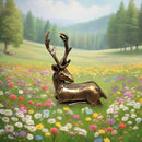 Brass Resting Deer / Elk Spirit / Totem Animal Figurines FB1339 🦌🦌