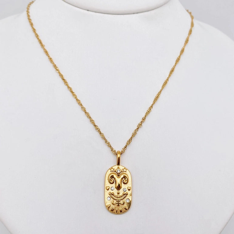 Zodiac Gold Plated Constellation Necklaces with CZ FB3458 💛
