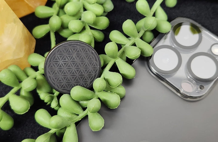 Shungite Emf Cell Phone Tile Engraved W/Flower of Life FB3398 🌼
