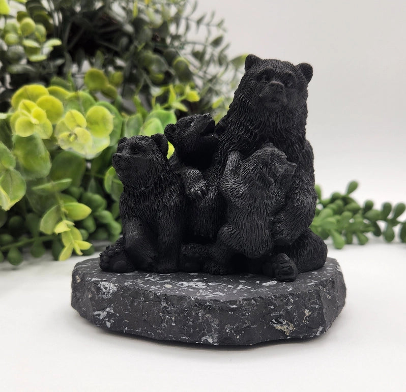 Shungite Bear Family on Base, grounding FB3450 🧡