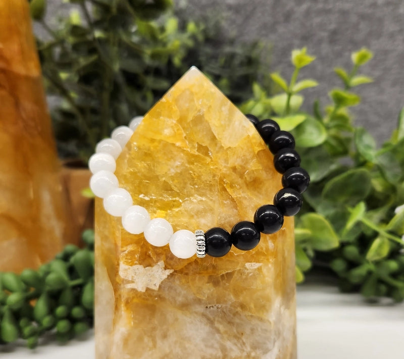Shungite & Selenite Power / Prayer Bracelet, for Protection - Intention Collection FB3393 🦚