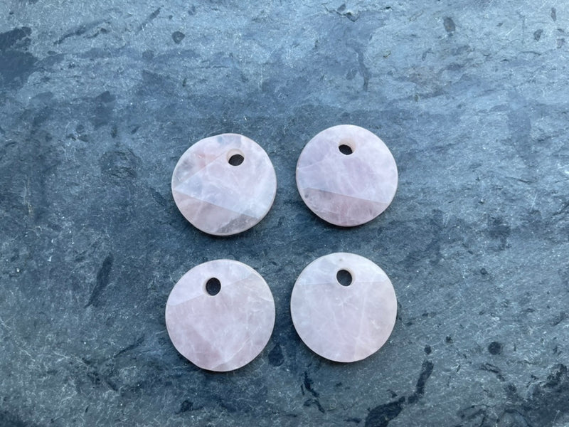 Rose Quartz Large Round Faceted Cabochon with Large Hole for Pendant FB2516