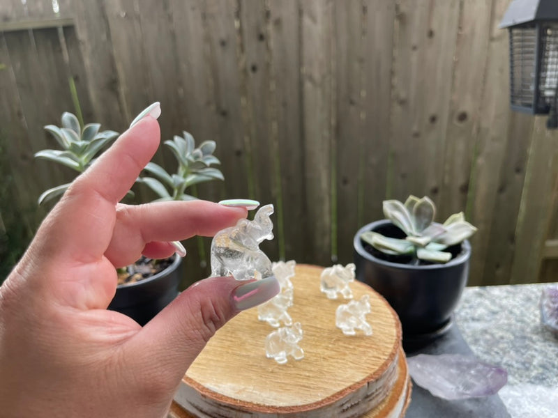 Elephant Totem/Spirit Animal Carving, Clear Quartz, Hand Carved FB1065