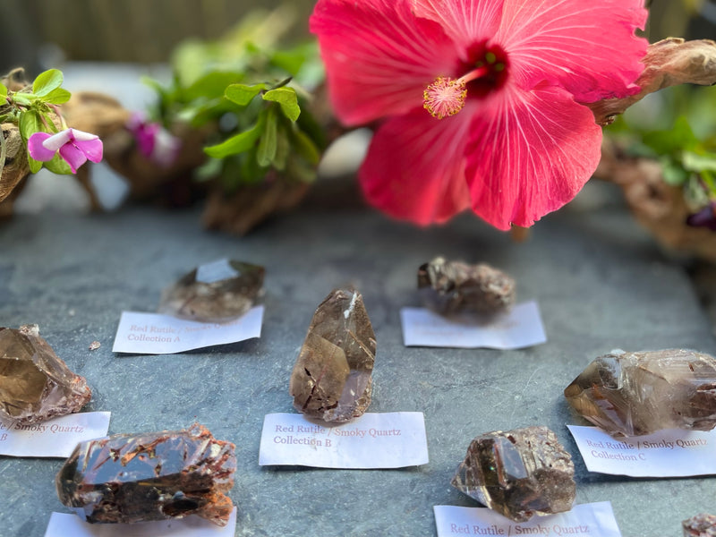 Red Epidote Rutile in Smoky Quartz FB1025