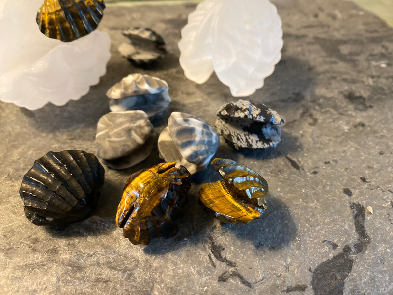 Shell carvings, finely detailed in assorted stones FB2133