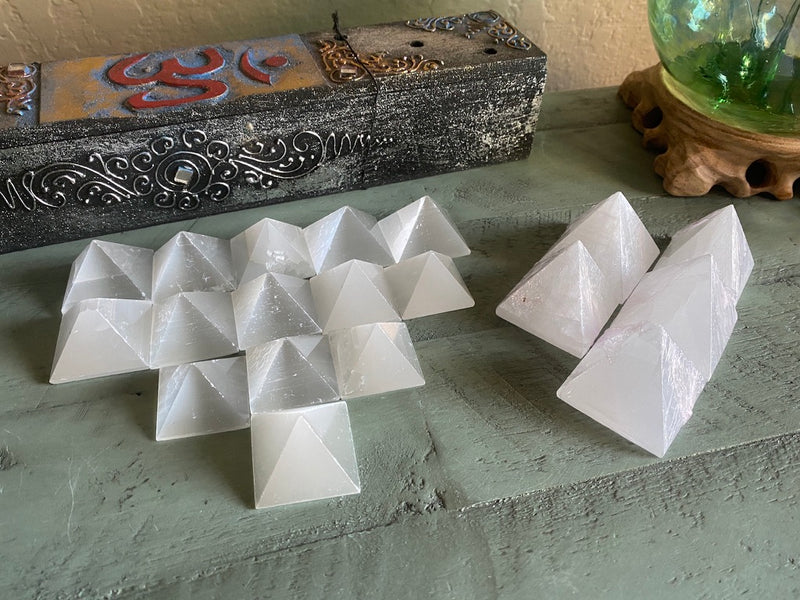 Selenite Pyramids, cleansing and clearing FB3140