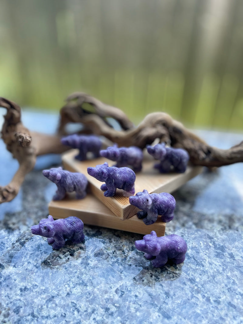 Bear Spirit Stone / Totem Animal Carved from Lepidolite  FB2879 🐻