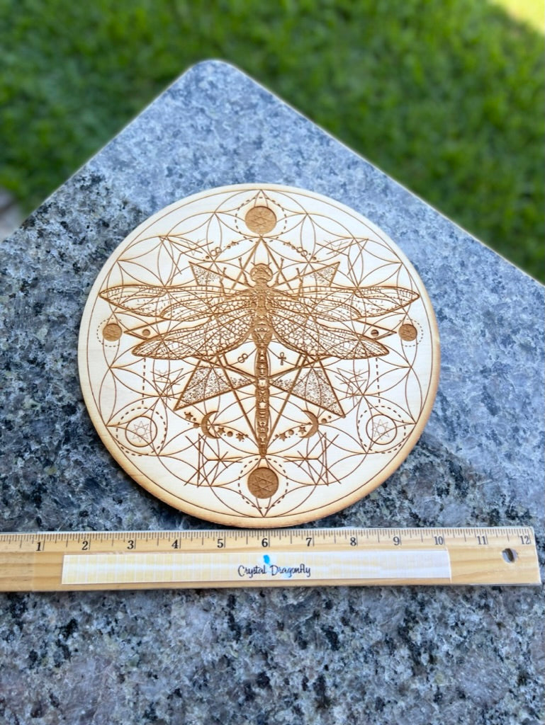 Wood Round Crystal Grid Bases, Assorted Patterns FB1246