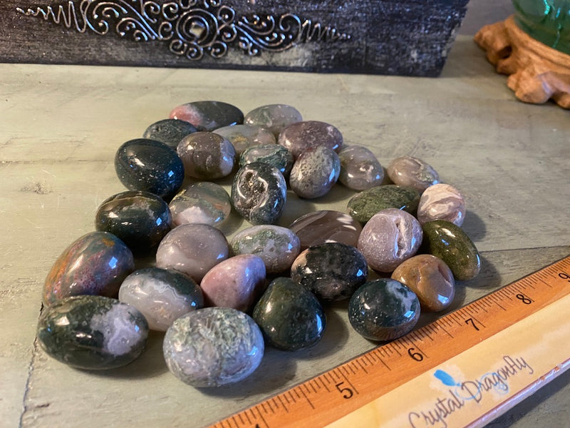 Tumbled Moss Agate, A Quality - Heals "inner child", Prosperity, Healing & Abundance