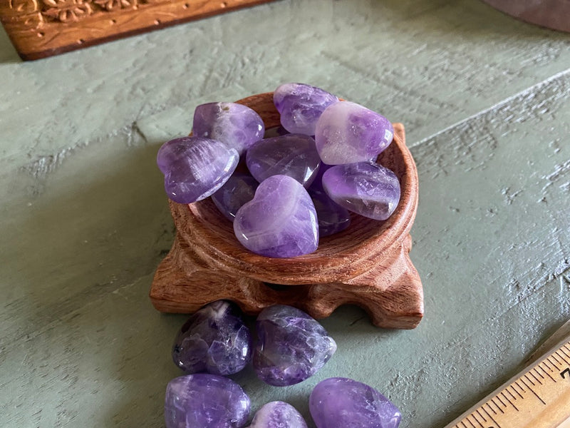 Amethyst Chevron Pocket Heart - Stone of Sobriety - Powerful Healing - Stress Relief; FB1370