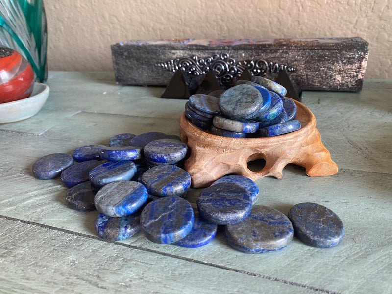 Tumbled Lapis Lazuli, Oval Disc shapes - Stone of Awareness, Depression, Grief, Inner Power & Third Eye