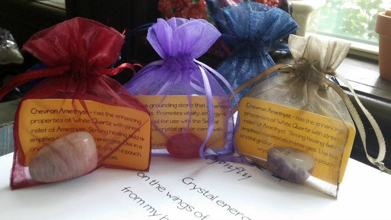 Tumbled Stones in Drawstring Pouch with info card