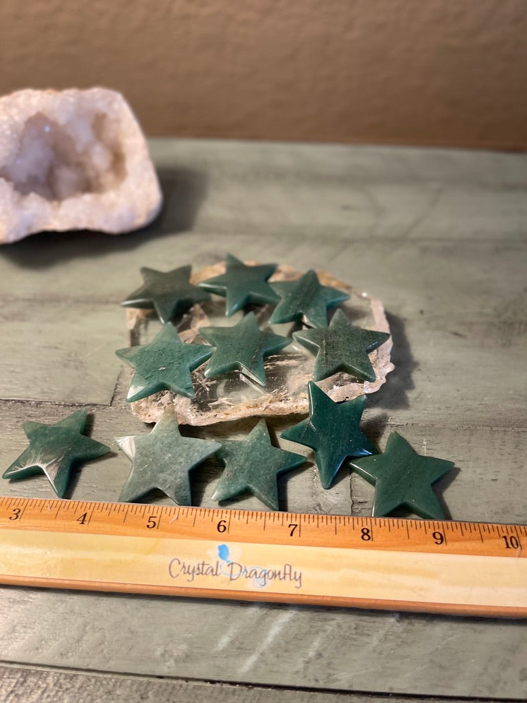 Green Aventurine Carved Stars, luck, positivity, infinity