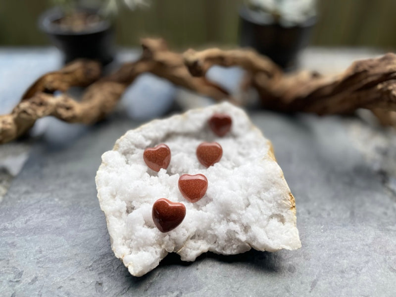 Blue, Red, or Green Goldstone Pocket Hearts