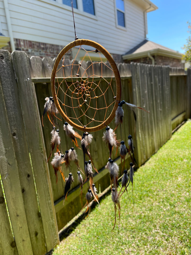 Tiger Eye Spiral Web and Feather Dream Catcher FB2575