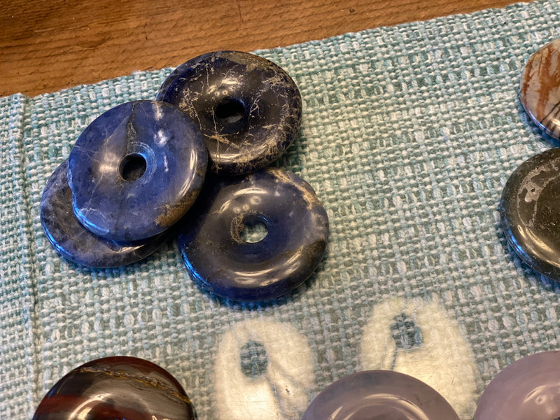 Gemstone "Donuts" or Pi Stones for Jewelry, Crystal Grids or Sphere Stand FB1788