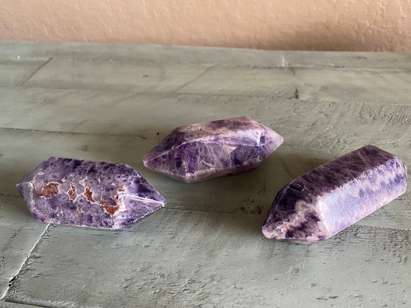 Amethyst / White Quartz (Chevron) Double Terminated Points from Brazil; FB2155