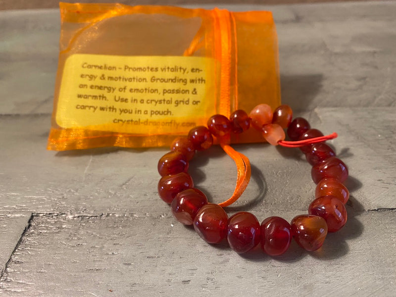 Carnelian Stretchy Power / Prayer Bracelets for confidence, vitality & energy; FB2001