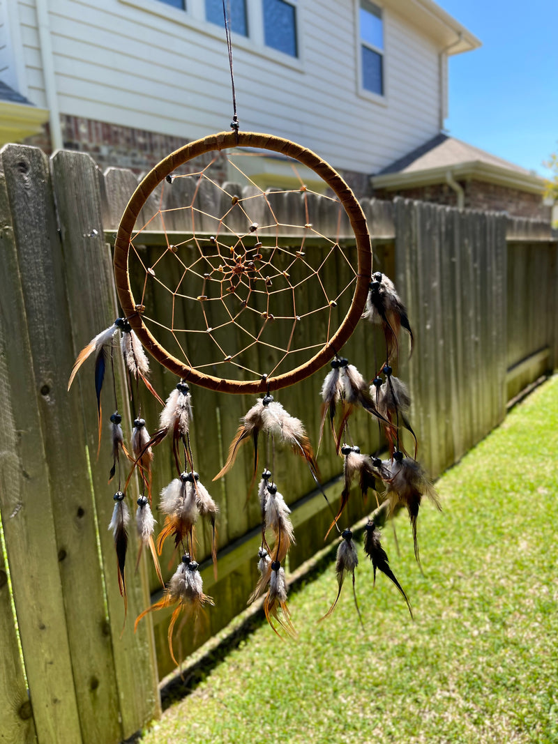 Tiger Eye Spiral Web and Feather Dream Catcher FB2575