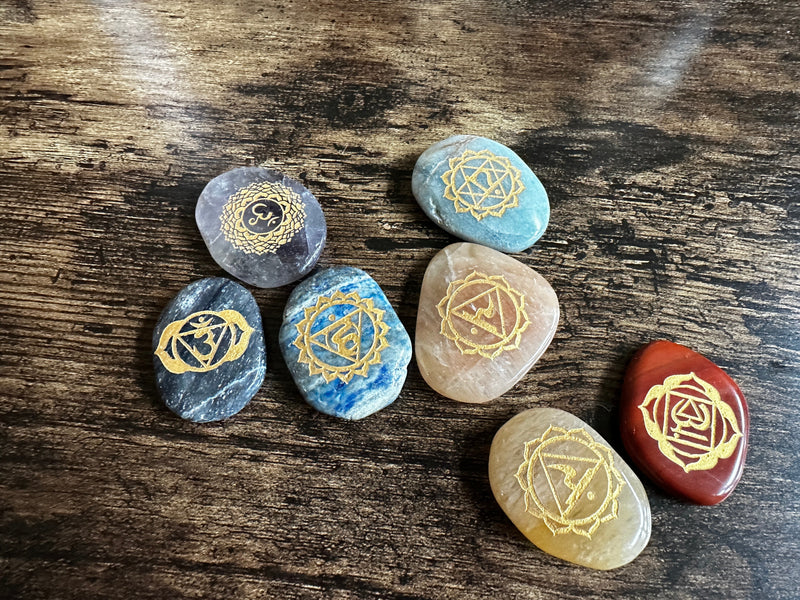 Chakra Engraved Soothing Stones, Assorted FB3277