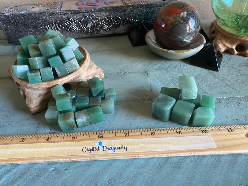 Green Aventurine Cubes, Sacred Geometry; FB2820