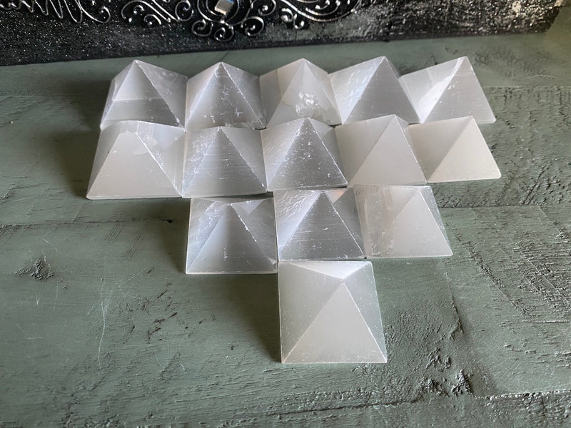 Selenite Pyramids, cleansing and clearing FB3140