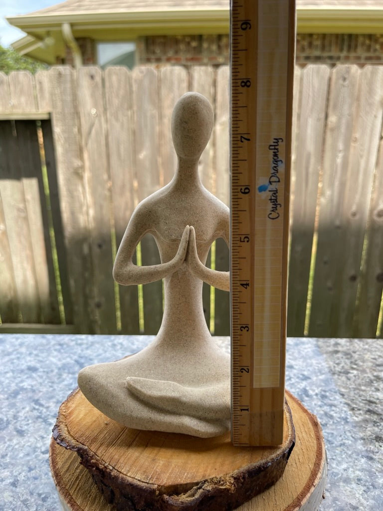 Yoga Lady Figurine in Meditative Prayer, Sandstone FB1236