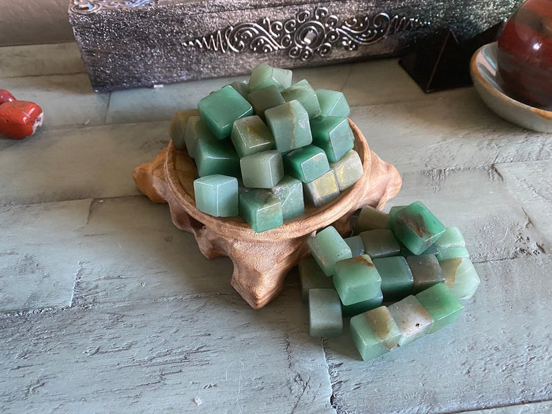 Green Aventurine Cubes, Sacred Geometry; FB2820