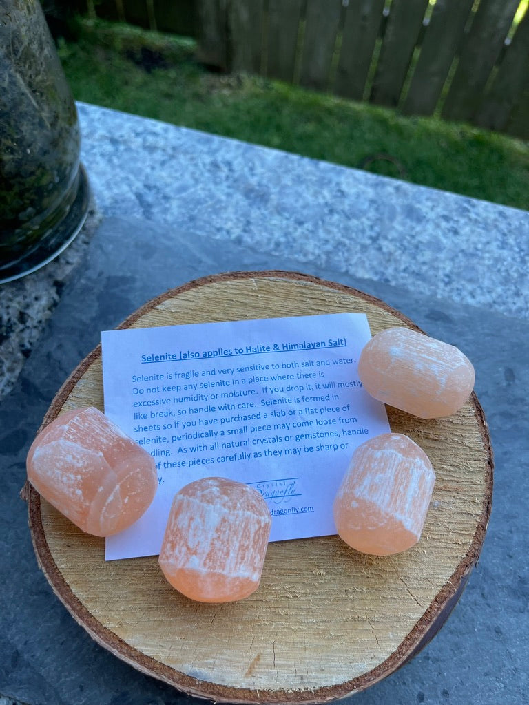 Tumbled Orange Selenite, Jumbo - Spirit Guides, Cleanses & Charges other Crystals - Angelic Realm