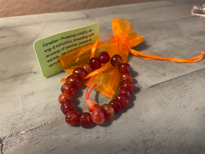 Carnelian Stretchy Power / Prayer Bracelets for confidence, vitality & energy; FB2001