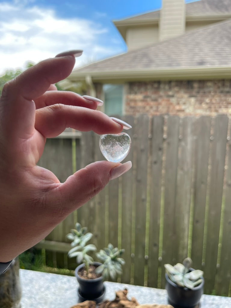 Clear Quartz and Smoky Quartz Pocket Hearts -Beautiful Clarity - Inner Light Reflections - Stone of Power