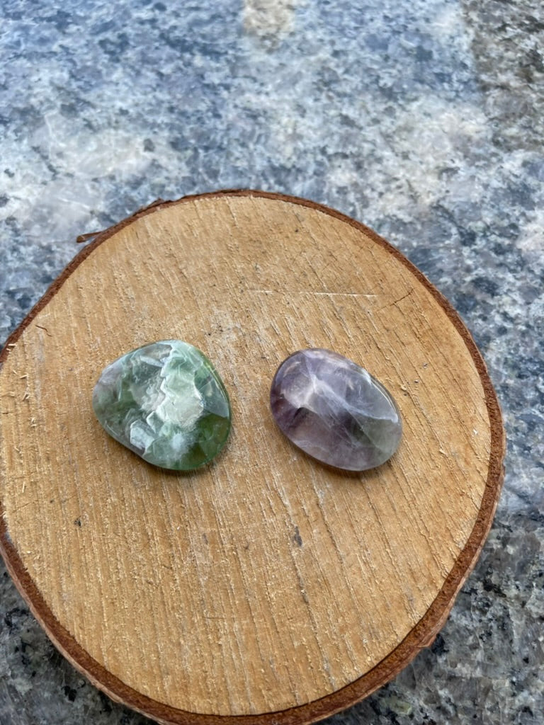 Rainbow Fluorite free form pocket stone for relationships, stress and creating order FB1988