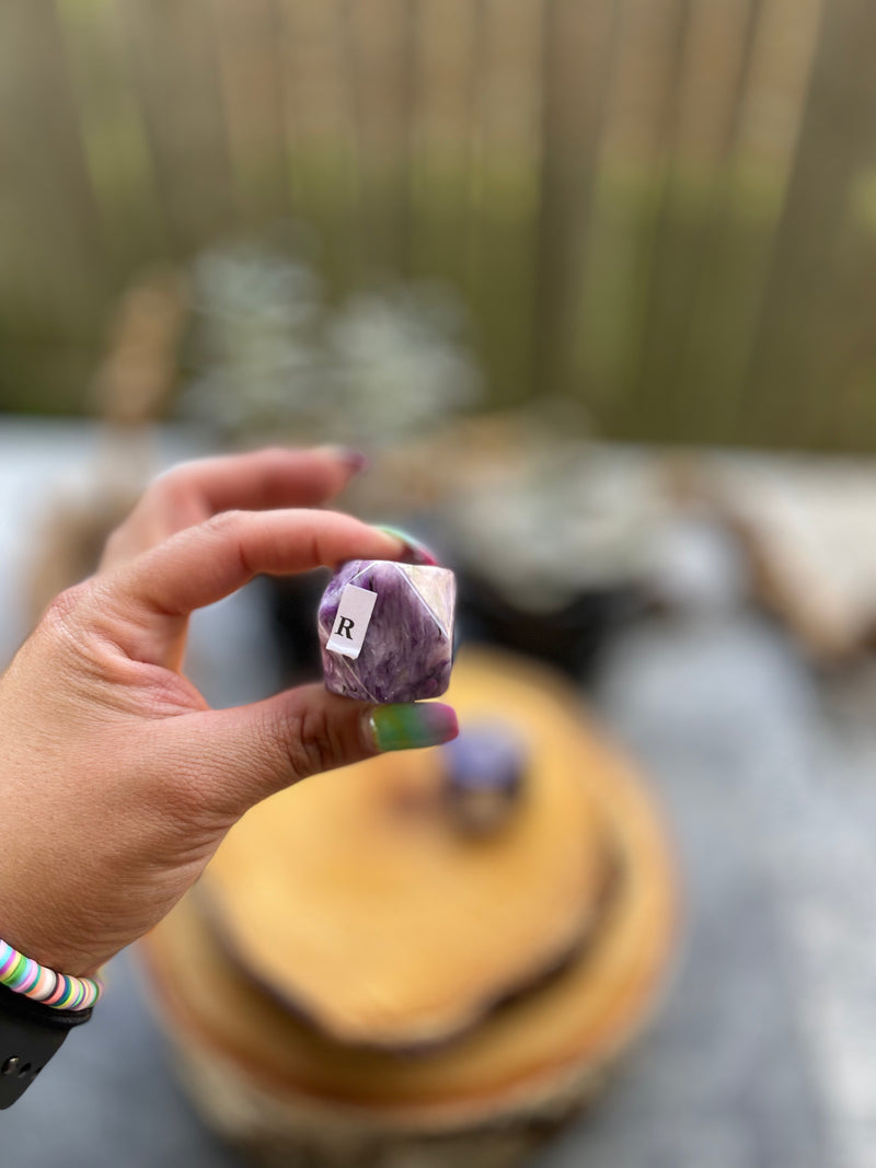 Charoite Geometric, Sacred Geometry Carvings from Russian for letting go, healing, FB2782