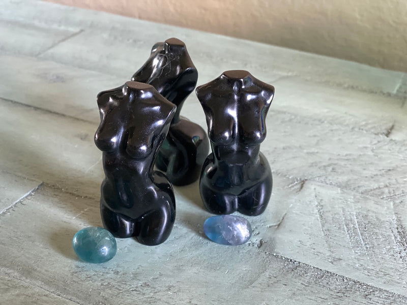 Black Obsidian Carving from Brazil with Rainbow Fluorite FB3100