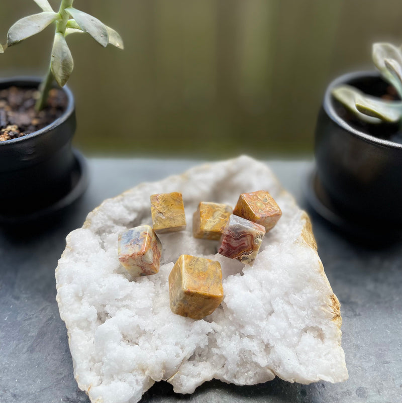 Crazy Lace Agate Cubes, Sacred Geometry FB2822