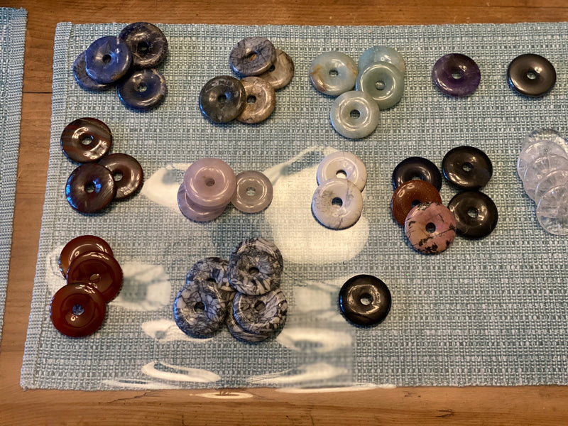 Gemstone "Donuts" or Pi Stones for Jewelry, Crystal Grids or Sphere Stand FB1788