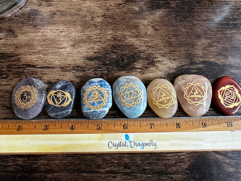 Chakra Engraved Soothing Stones, Assorted FB3277