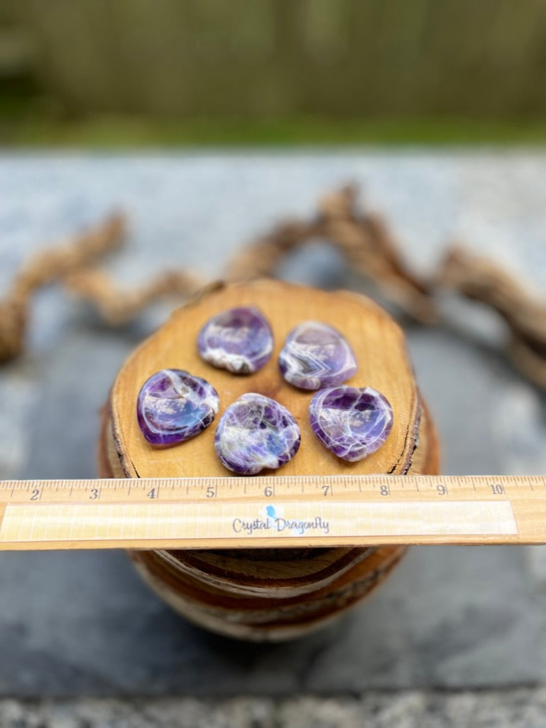Amethyst Chevron Heart Shape Worry / Soothing Stone FB1335 💜